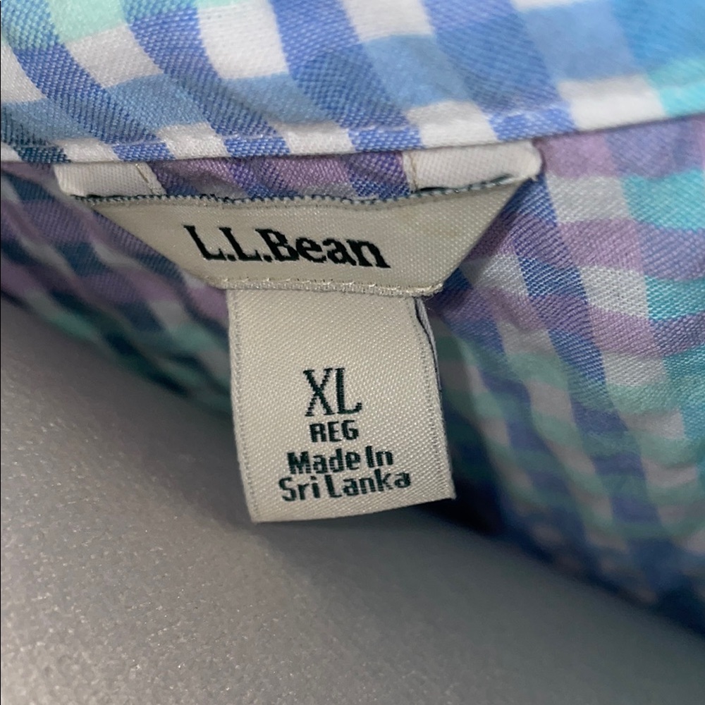 L.L. Bean Blue and Green Plaid Button Down Shirt - Picture 3 of 3